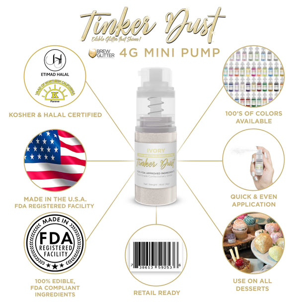 Ivory Tinker Edible Glitter Spray 4g Pump | Tinker Dust®-Brew Glitter®
