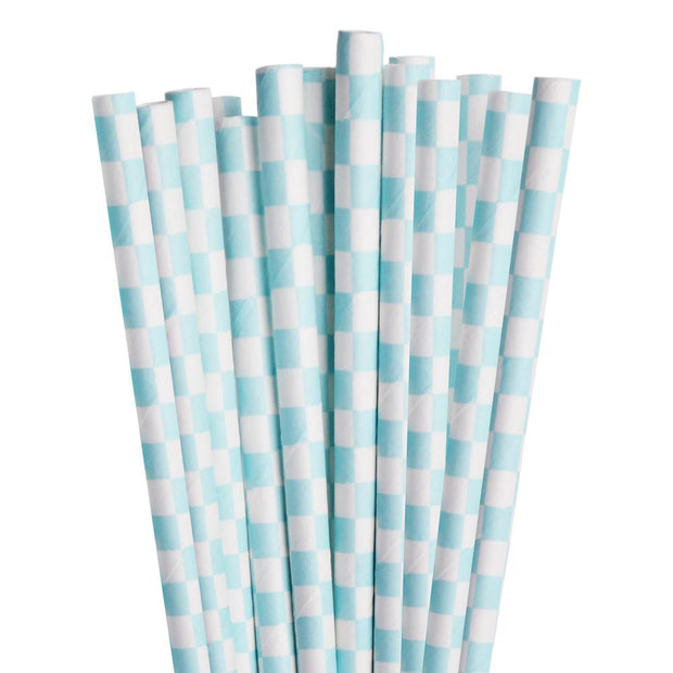 Light Blue Checkered Stirring Straws | Bulk Sizes-Brew Glitter®