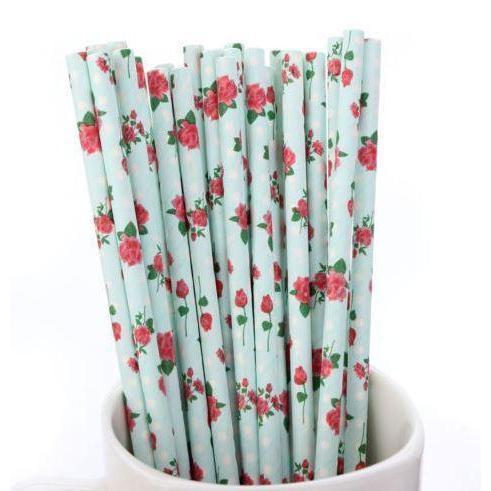 Light Blue Floral Stirring Straws-Brew Glitter®