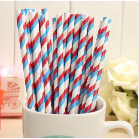 Light Blue & Red Candy Cane Stripes Stirring Straws | Bulk Sizes-Brew Glitter®
