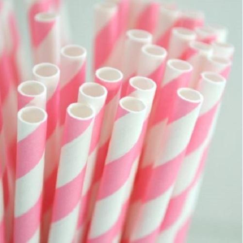 Light Pink and White Striped Stirring Straws | Bulk Sizes-Brew Glitter®