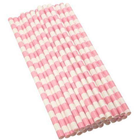 Light Pink and White Striped Stirring Straws