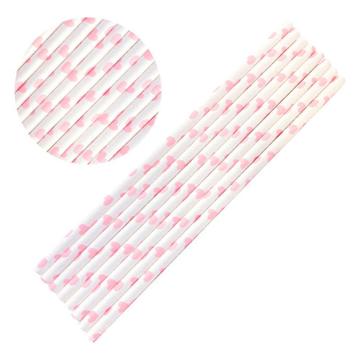 Light Pink Heart Polka Dot Stirring Straws | Bulk Sizes-Brew Glitter®