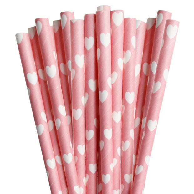Light Pink with White Hearts Stirring Straws-Brew Glitter®