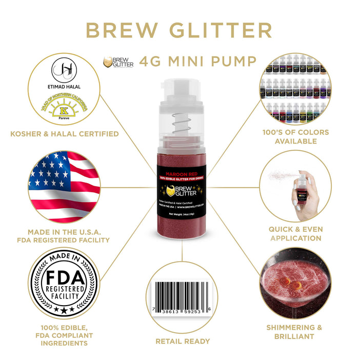 Maroon Red Brew Glitter | Mini Pump Wholesale by the Case-Brew Glitter®