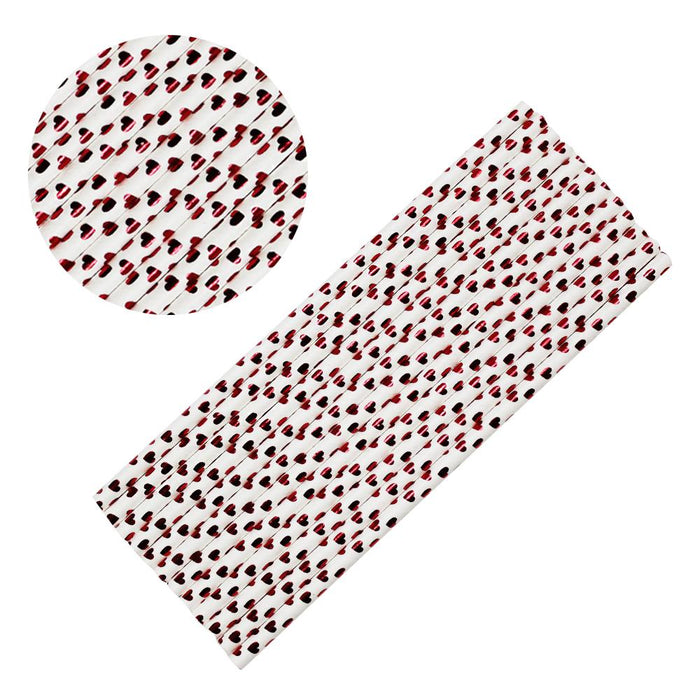 Metallic Red Hearts Stirring Straws | Bulk Sizes-Brew Glitter®
