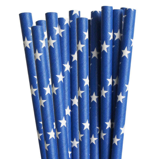 Navy Blue & White Stars Stirring Straws | Bulk Sizes-Brew Glitter®