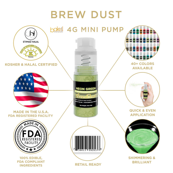 Neon Green Brew Dust by the Case | 4g Spray Pump-Brew Glitter®