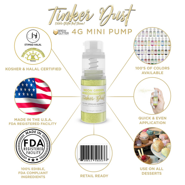 Neon Green Edible Glitter Spray 4g Pump | Tinker Dust®-Brew Glitter®
