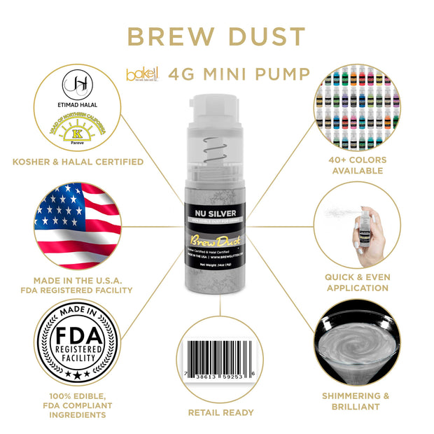 Nu Silver Edible Brew Dust | Mini Spray Pump-Brew Glitter®