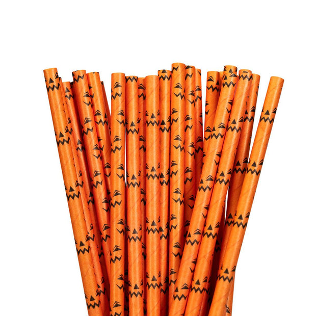 Orange Jack-O'-Lantern Print Stirring Straws-Brew Glitter®