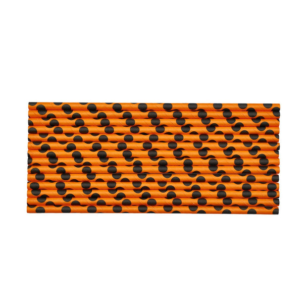 Orange with Black Polka Dot Stirring Straws | Bulk Sizes-Brew Glitter®