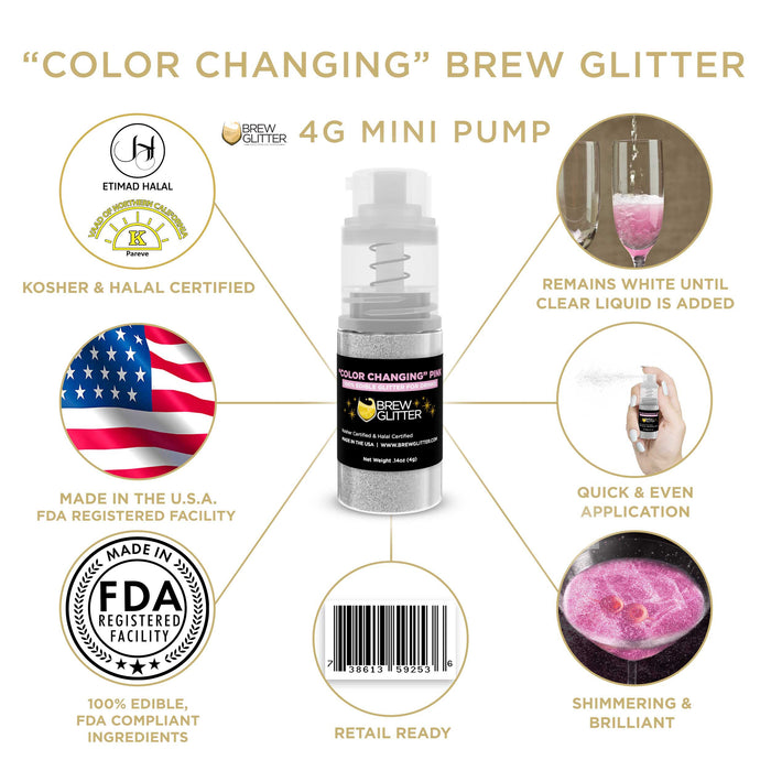 Pink Color Changing Brew Glitter | Mini Pump Wholesale by the Case-Brew Glitter®