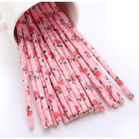 Pink Floral with White Polka Dots Stirring Straws | Bulk Sizes-Brew Glitter®