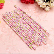 Pink Retro Floral Print Stirring Straws-Brew Glitter®