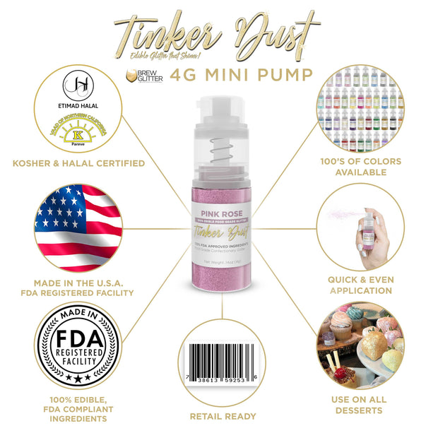 Pink Rose Edible Glitter Spray 4g Pump | Tinker Dust®-Brew Glitter®