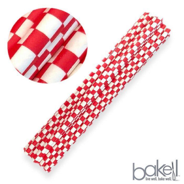 Red and White Checker Print Stirring Straws | Bulk Sizes-Brew Glitter®