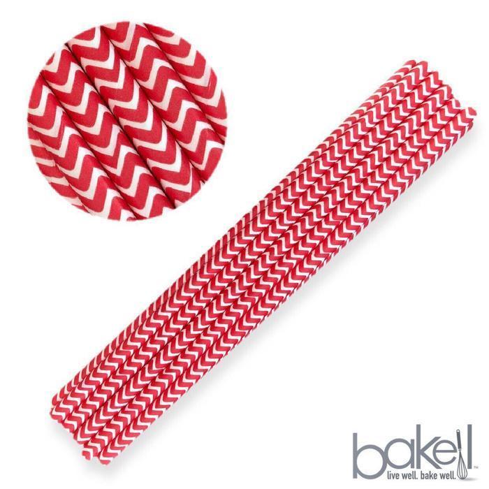 Red and White Chevron Style Stirring Straws | Bulk Sizes-Brew Glitter®