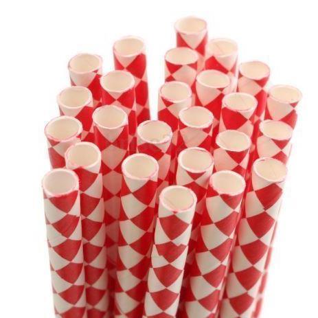 Red and White Diamond Print Stirring Straws-Brew Glitter®