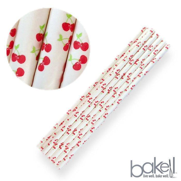 Red Cherry Print Stirring Straws | Bulk Sizes-Brew Glitter®