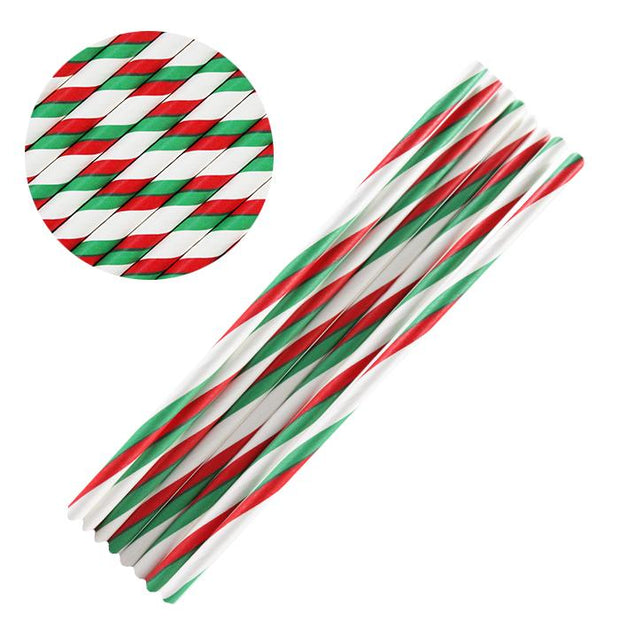 Red & Green Striped Stirring Straws