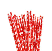 Red & White Snowflakes Stirring Straws | Bulk Sizes-Brew Glitter®