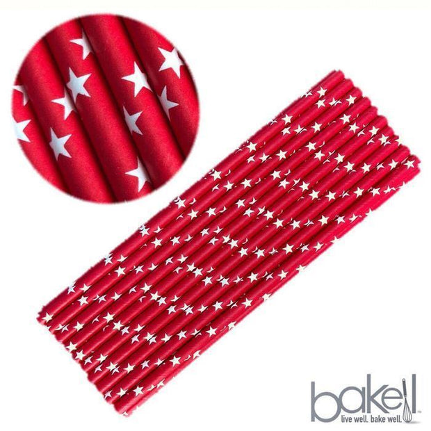 Red & White Stars Stirring Straws | Bulk Sizes-Brew Glitter®