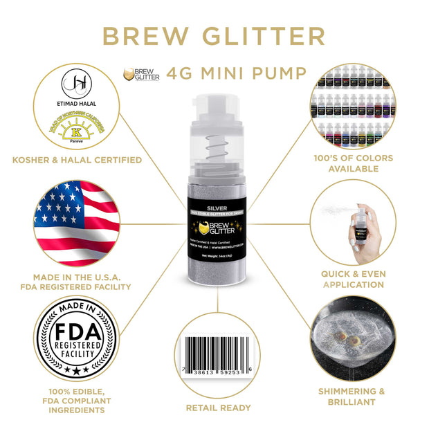 Silver Brew Glitter | | Mini Pump Wholesale by the Case-Brew Glitter®