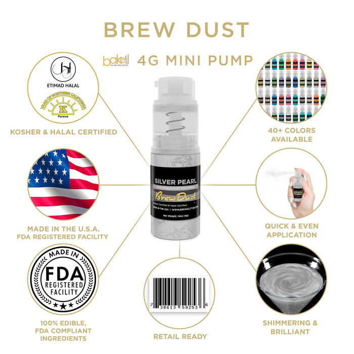 Silver Pearl Brew Dust by the Case | 4g Spray Pump-Brew Glitter®