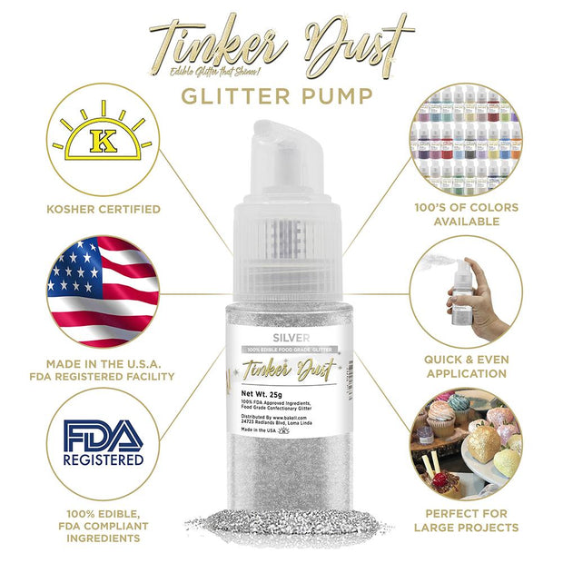 Silver Tinker Dust Spray Pump by the Case | Private Label-Brew Glitter®