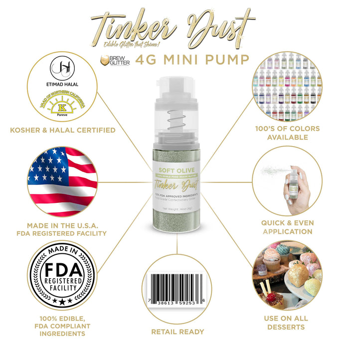 Soft Olive Green Tinker Dust® 4g Spray Pump | Wholesale Glitter-Brew Glitter®