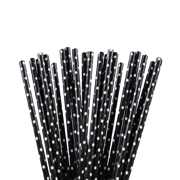 Solid Black with White Polka Dots Stirring Straws-Brew Glitter®