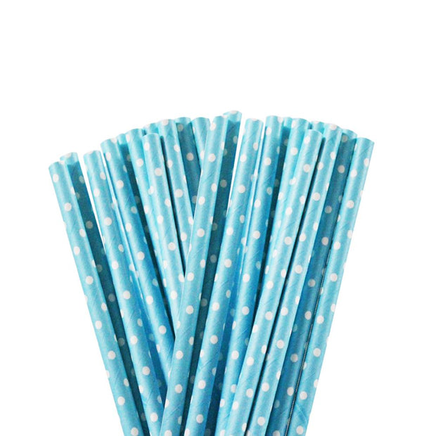 Solid Blue with White Polka Dots Stirring Straws | Bulk Sizes-Brew Glitter®