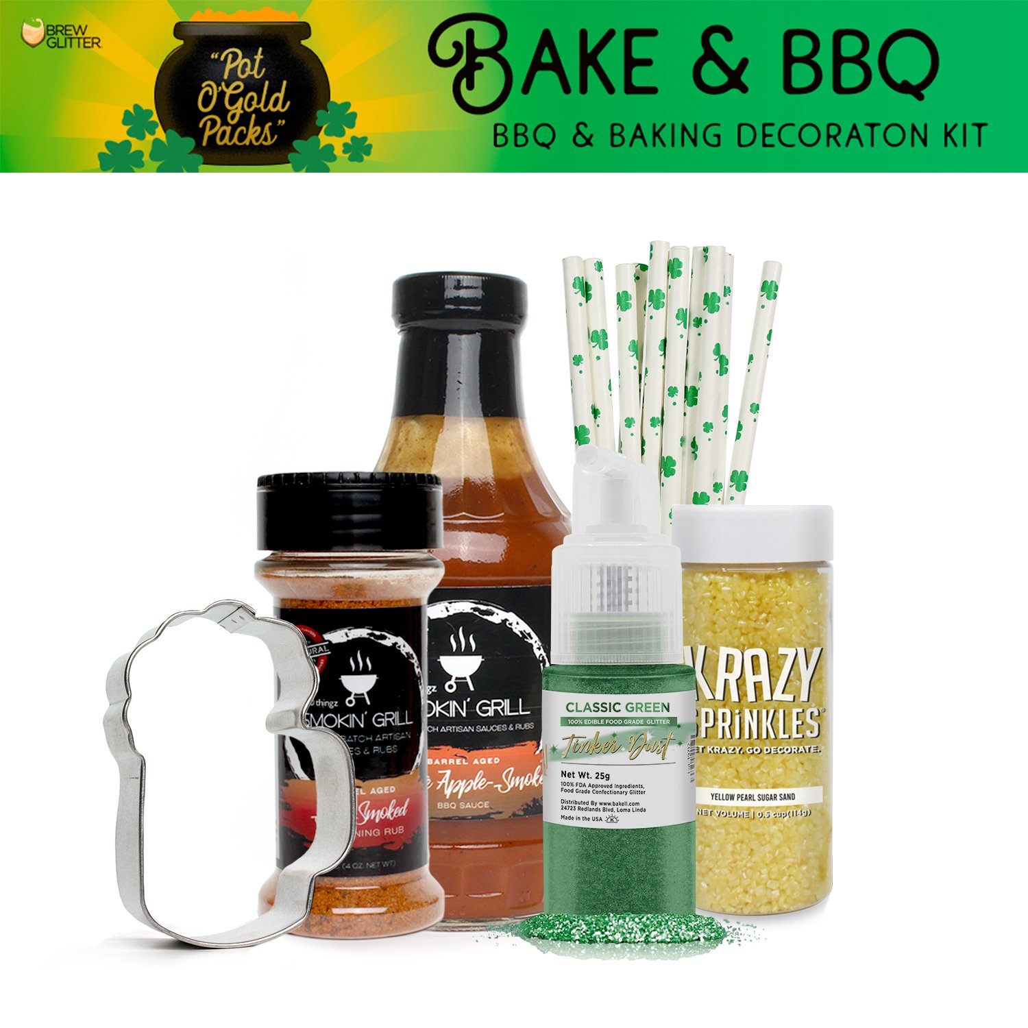 St. Patty's Day Pot O' Gold Collection BBQ & Baking Decorating Gift Set A (6 PC SET)-Brew Glitter®