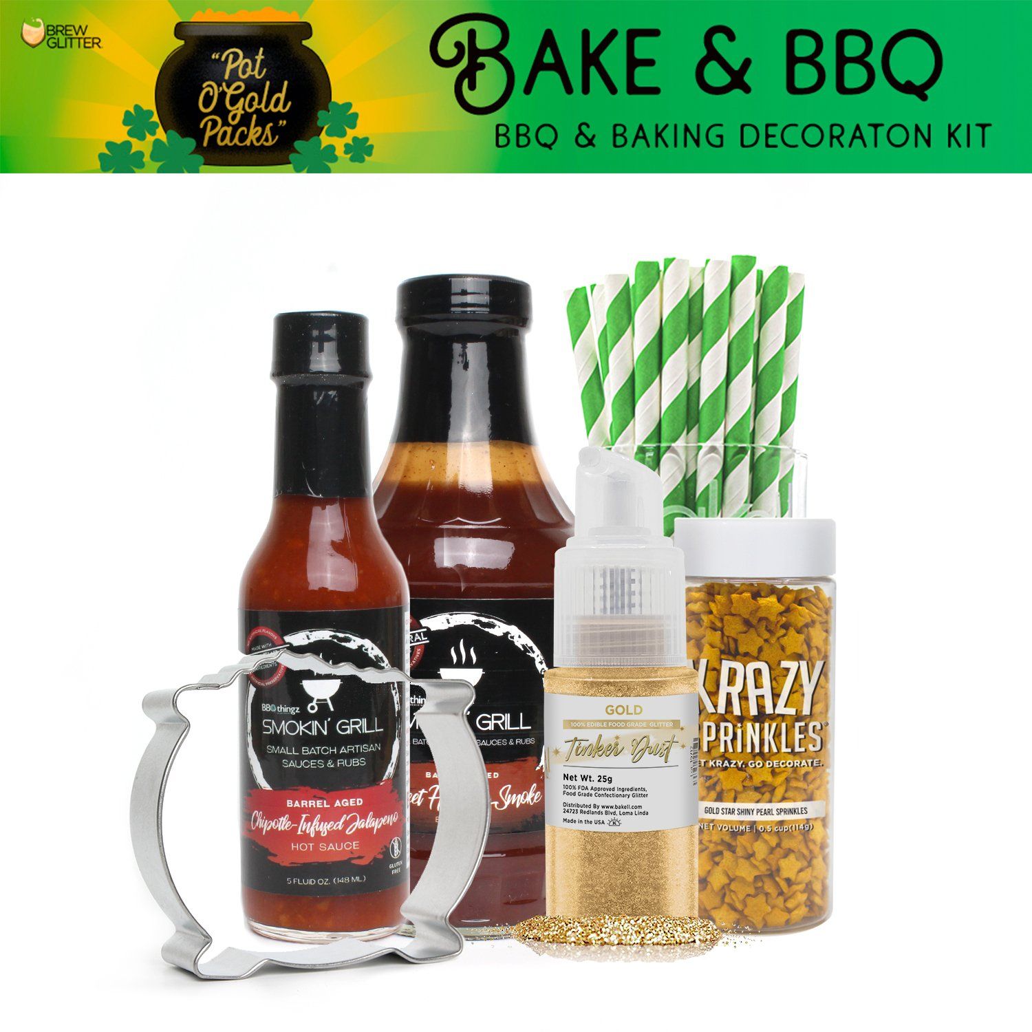 St. Patty's Day Pot O' Gold Collection BBQ & Baking Decorating Gift Set C (6 PC SET)-Brew Glitter®