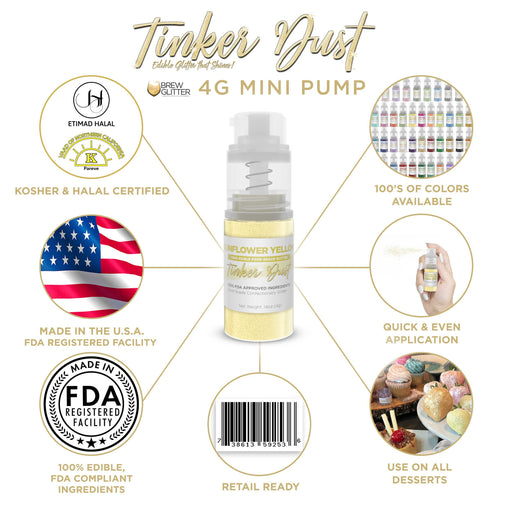 Sunflower Yellow Edible Glitter Spray 4g Pump | Tinker Dust®-Brew Glitter®
