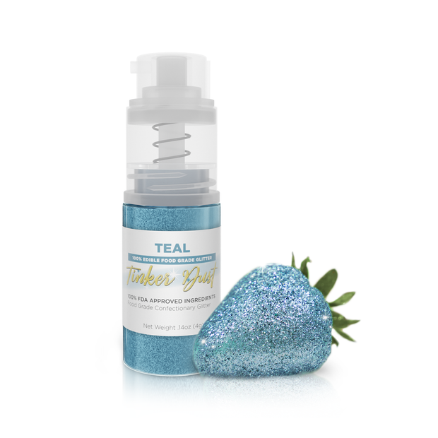 BAKELL® Teal Edible Glitter Spray Pump, (25g) | TINKER DUST Edible Glitter  | KOSHER Certified | 100% Edible Glitter | Cakes, Cupcakes, Cake Pops