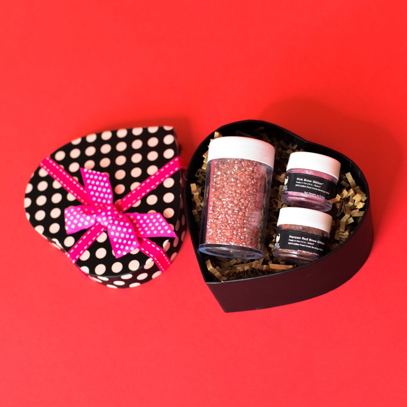 Valentine's Day Collection Brew Glitter + Red Pearl Sugar Sand Cocktail Rim + Heart Gift Set-Brew Glitter®