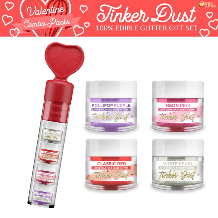 Valentine's Day Collection Edible Garnish Glitter Heart Gift Pack (4PC Set)-Brew Glitter®