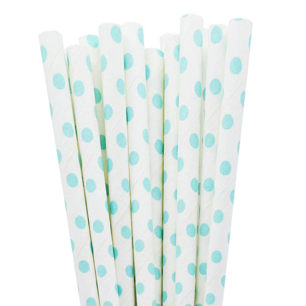 White and Baby Blue Polka Dot Stirring Straws | Bulk Sizes-Brew Glitter®