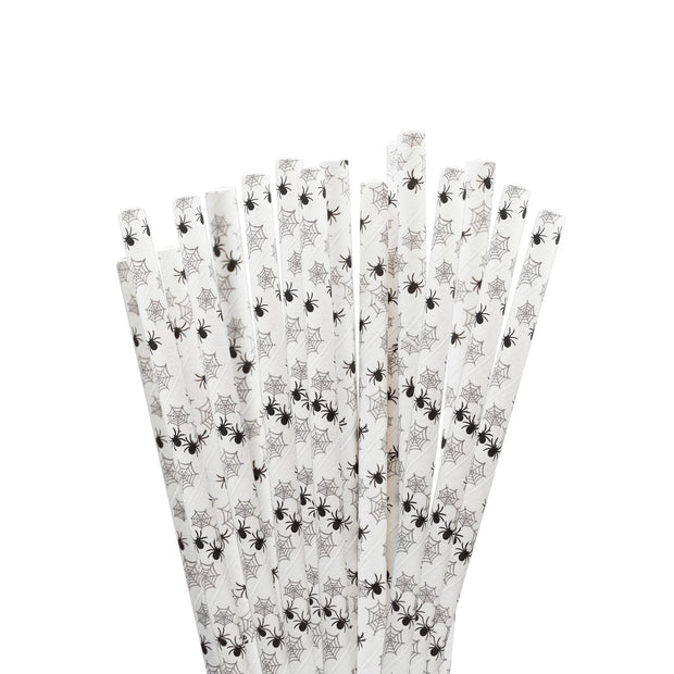 White with Black Spiderweb Print Print Stirring Straws-Brew Glitter®