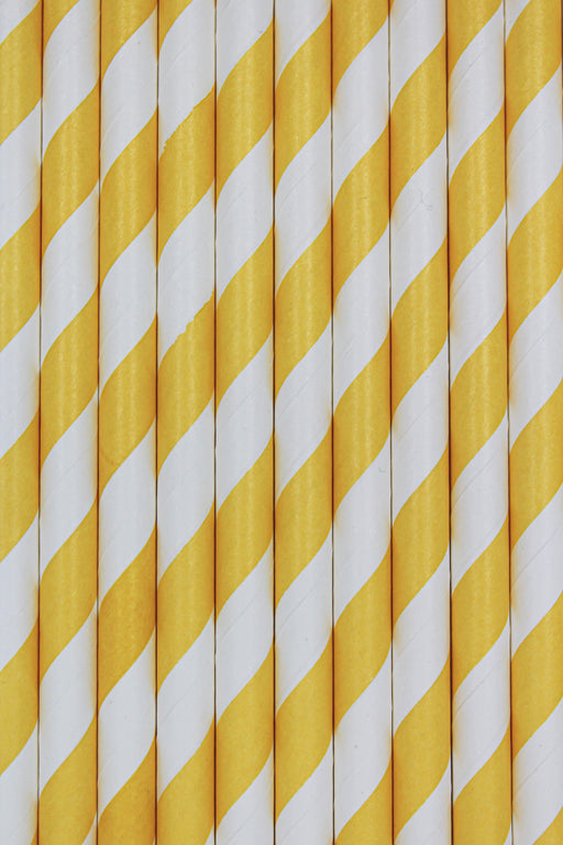 Yellow and White Candy Cane Stripes Stirring Straws-Brew Glitter®