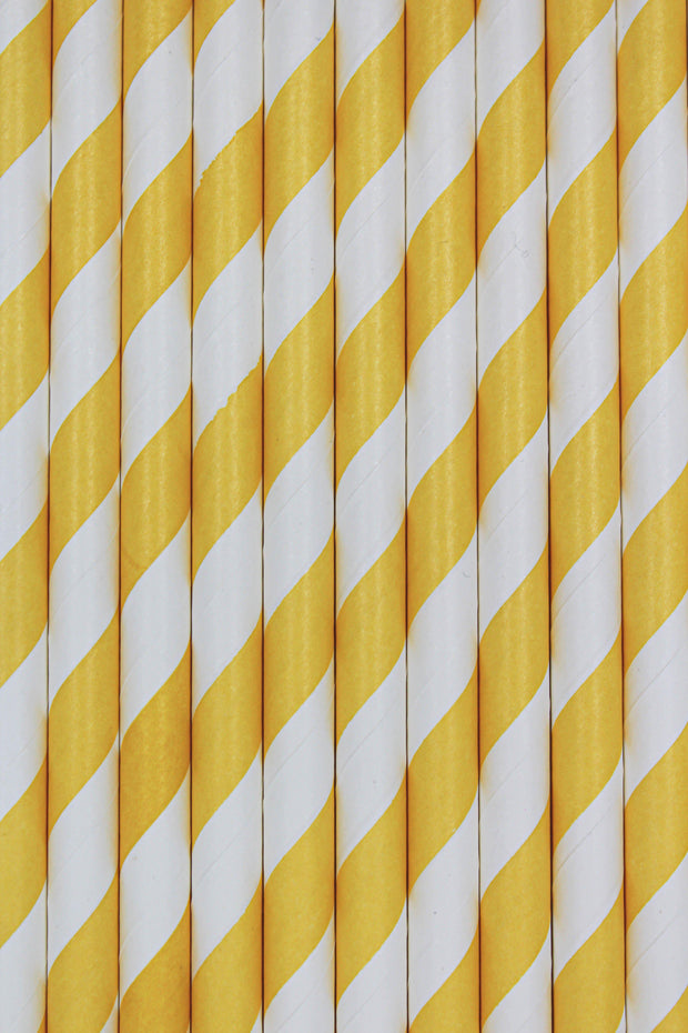 Yellow and White Candy Cane Stripes Stirring Straws-Brew Glitter®