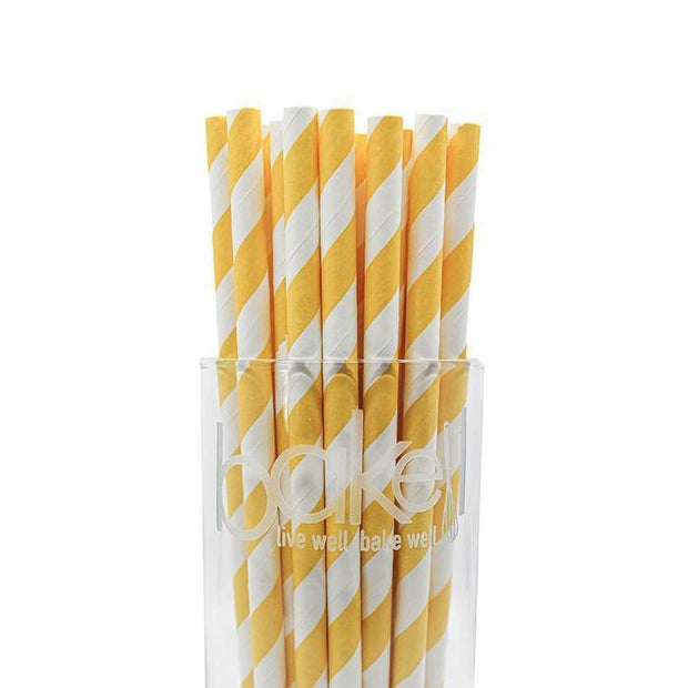 Yellow and White Candy Cane Stripes Stirring Straws | Bulk Sizes-Brew Glitter®