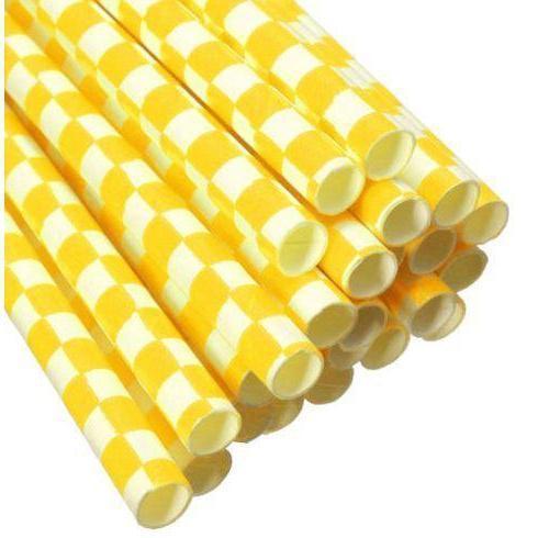 Yellow and White Checker Print Stirring Straws-Brew Glitter®